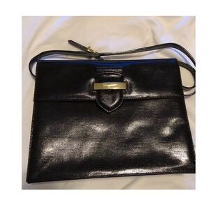 Authentic Vintage Salvatore Ferragamo Black Lizard Crossbody Bag